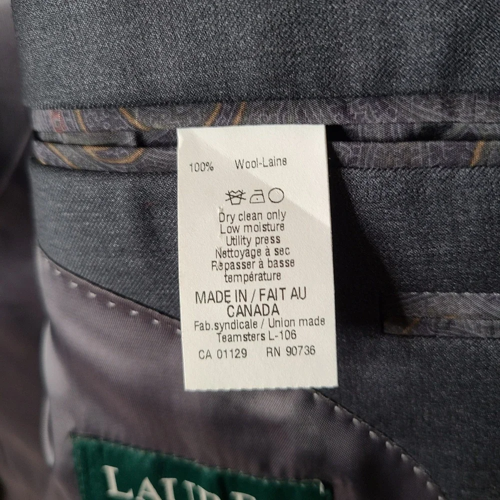 Lauren‎ Ralph Lauren Jacket Mens 42L Gray Blazer Wool 2 Button Formal Suit Coat